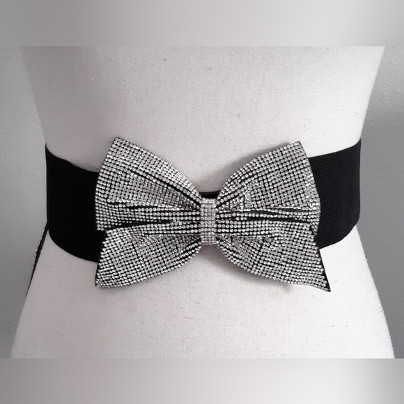 NWT Rhinestone Bow Stretch Belt - Picture 1 of 8
